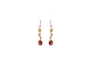 Ruby Red & Gold Dangle Earrings