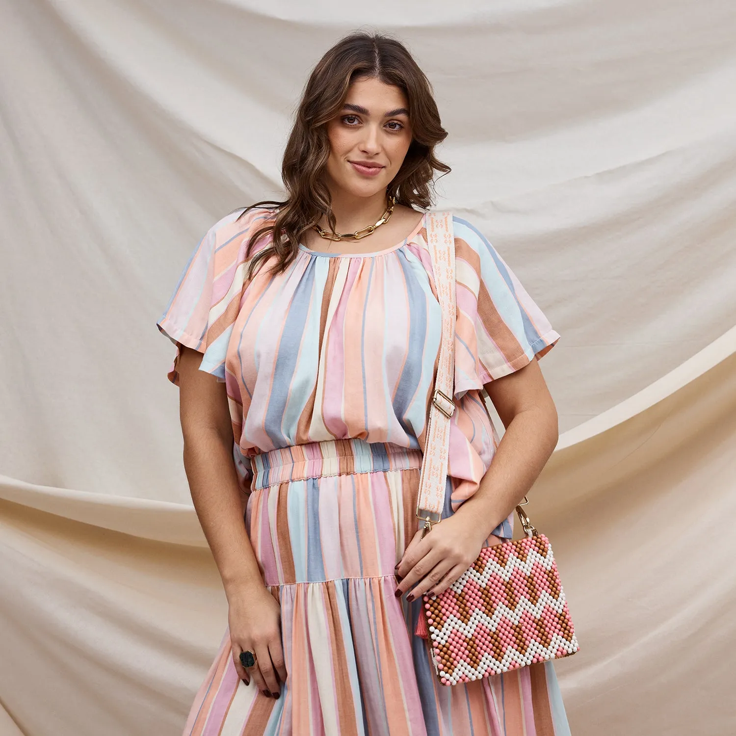 Sage x Clare - Anvi beaded clutch - Desert