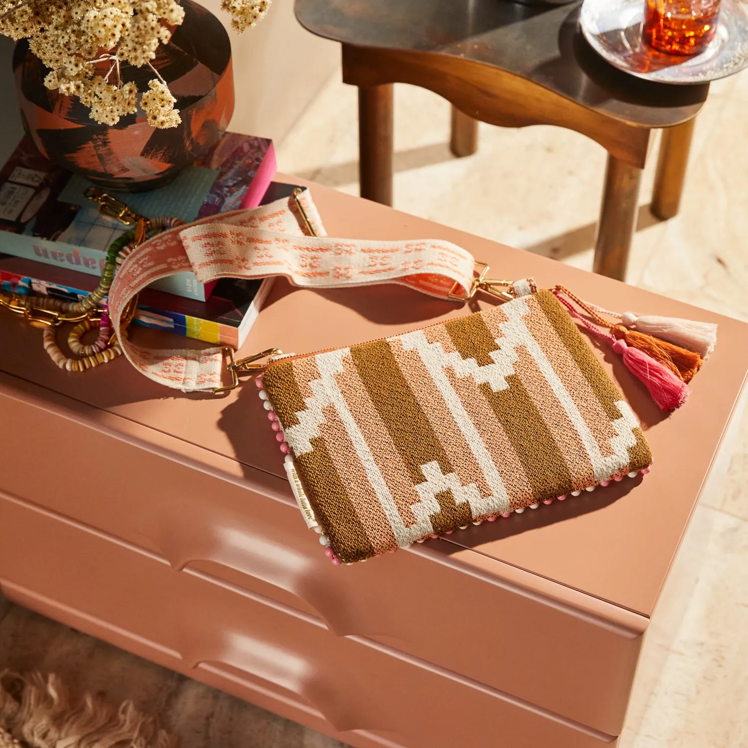 Sage x Clare - Anvi beaded clutch - Desert