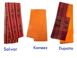 Sambalpuri Cotton Marron  And Orange color Ladies Salwar Suit