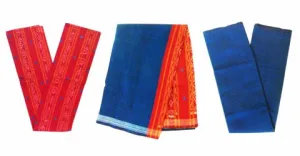 Sambalpuri Cotton Salwar Suit Material Maroon and Blue Color