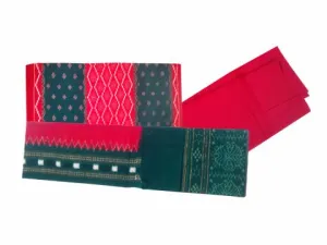 Sambalpuri Cotton Salwar Suit Material Red and Green Color