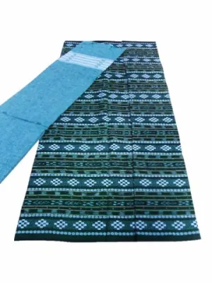 Sambalpuri Salwar Suit Material Green and skyBlue Color with Diamond design