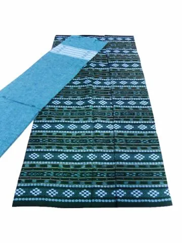 Sambalpuri Salwar Suit Material Green and skyBlue Color with Diamond design