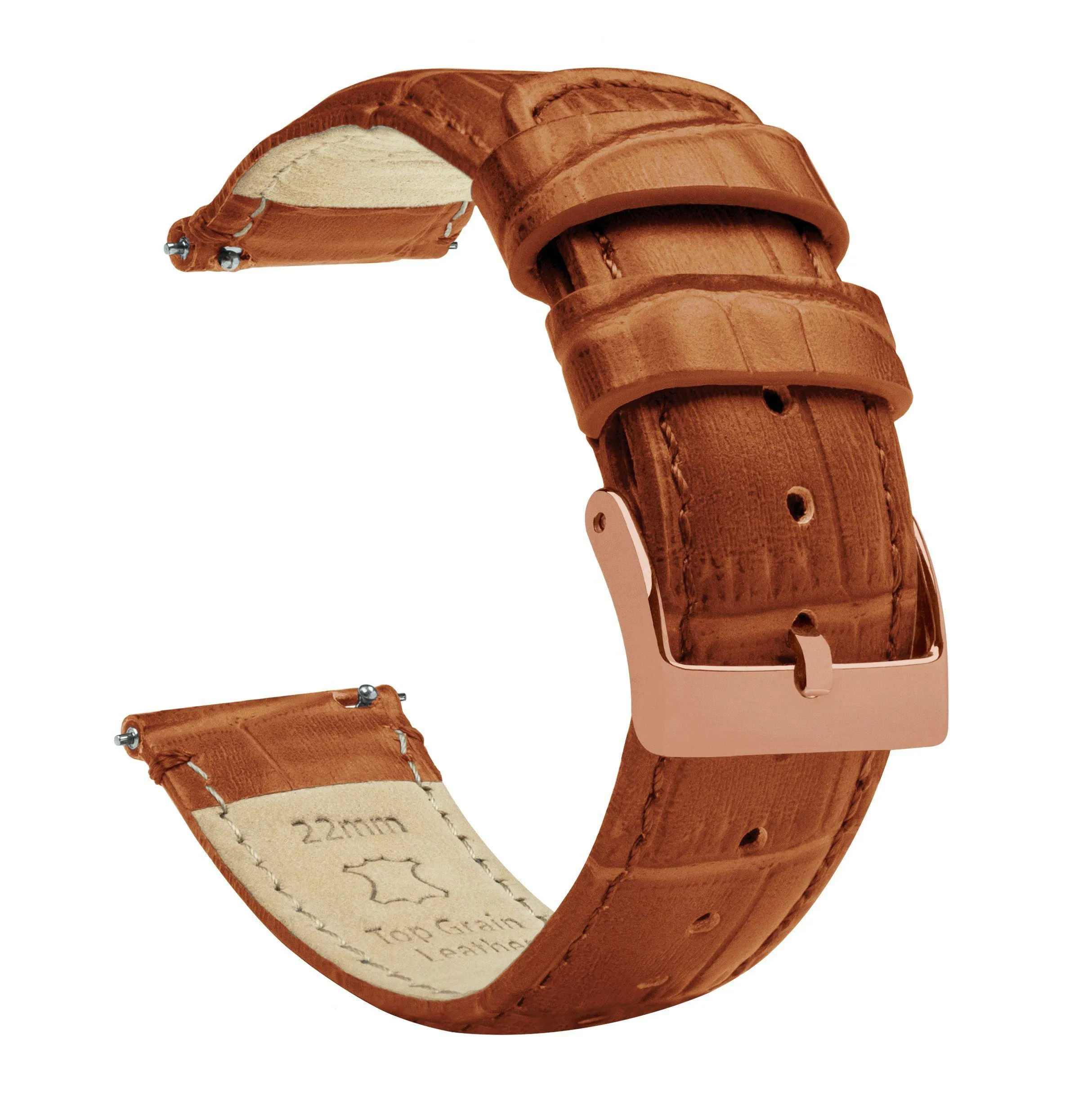 Samsung Galaxy Watch Active Toffee Brown Alligator Grain Leather Watch Band
