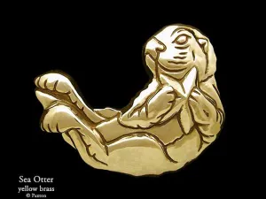Sea Otter Belt Buckle Sterling Silver or Yellow Brass