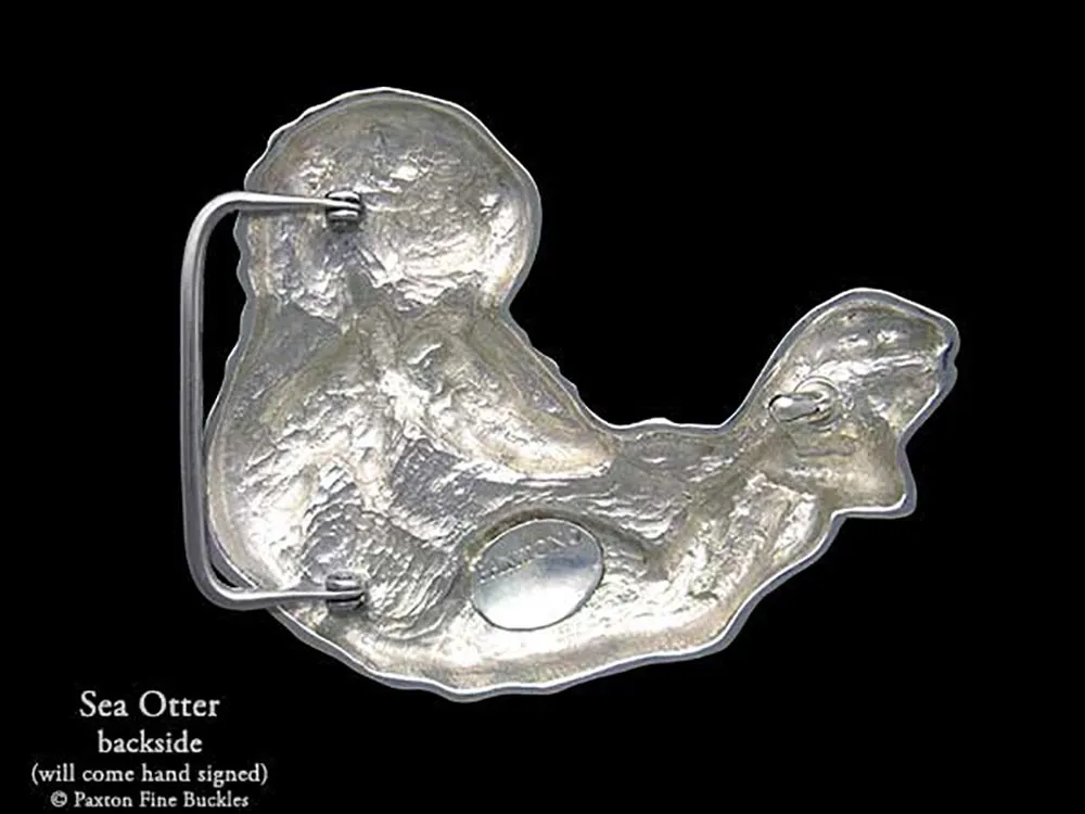 Sea Otter Belt Buckle Sterling Silver or Yellow Brass
