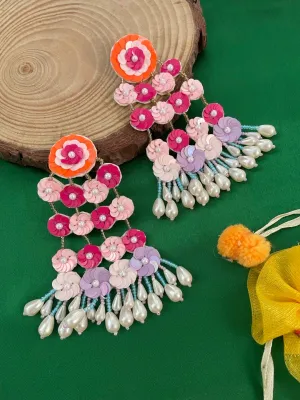 Sequence Beaded Earring Flower Design