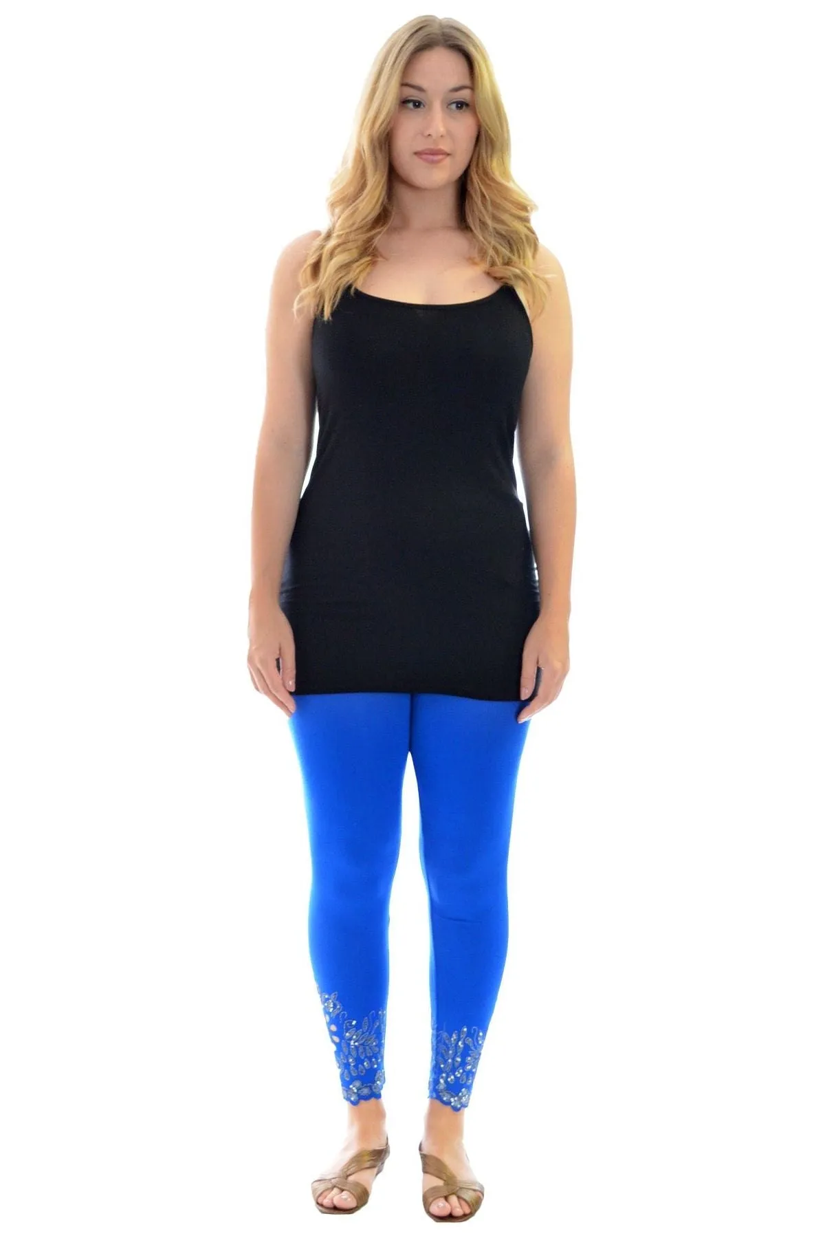Sequin Scallop Beaded Flower Petal Leggings