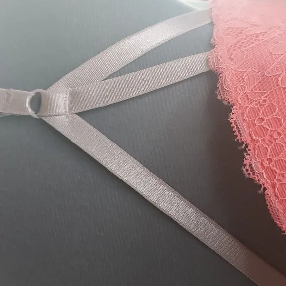 Sexy Salmon Lace Underwire Demi Bra (42C) by PURE BEAUTY LINGERIE
