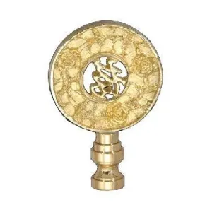 Shou Coin Finial with Polished Brass Finish