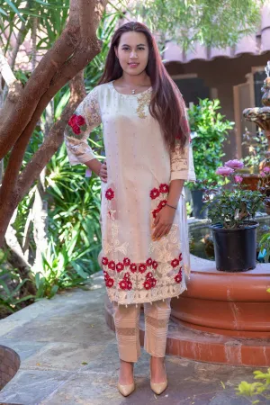 Silk Embroidery Shirt-Kurti / Cotton Pant