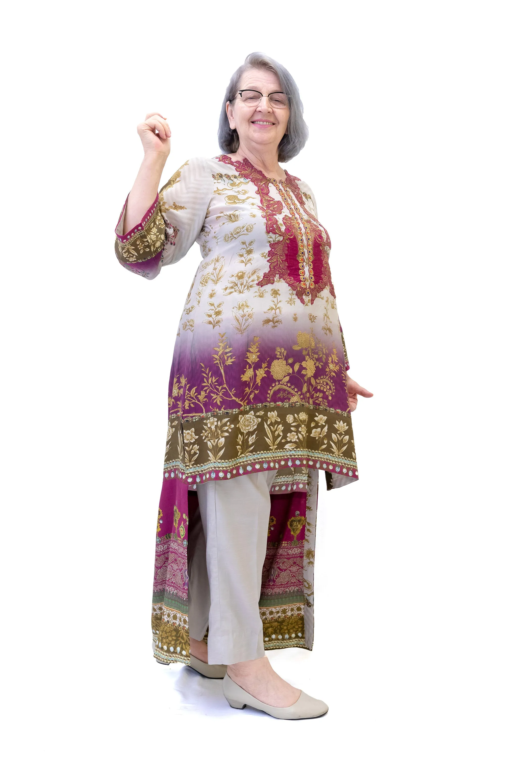 Silk Maroon & Beige Salwar Kameez - Suit - Sana Safinaz