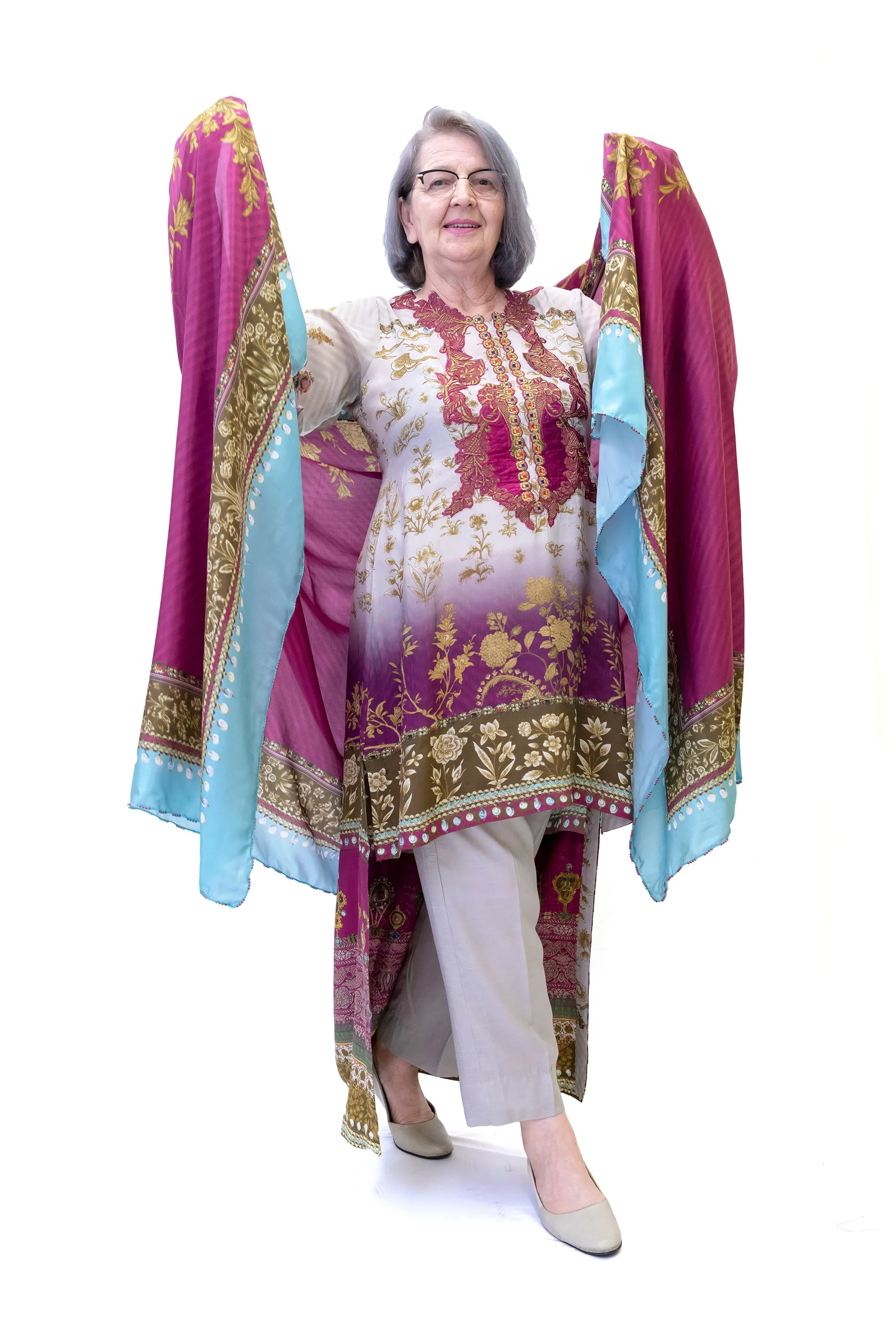 Silk Maroon & Beige Salwar Kameez - Suit - Sana Safinaz