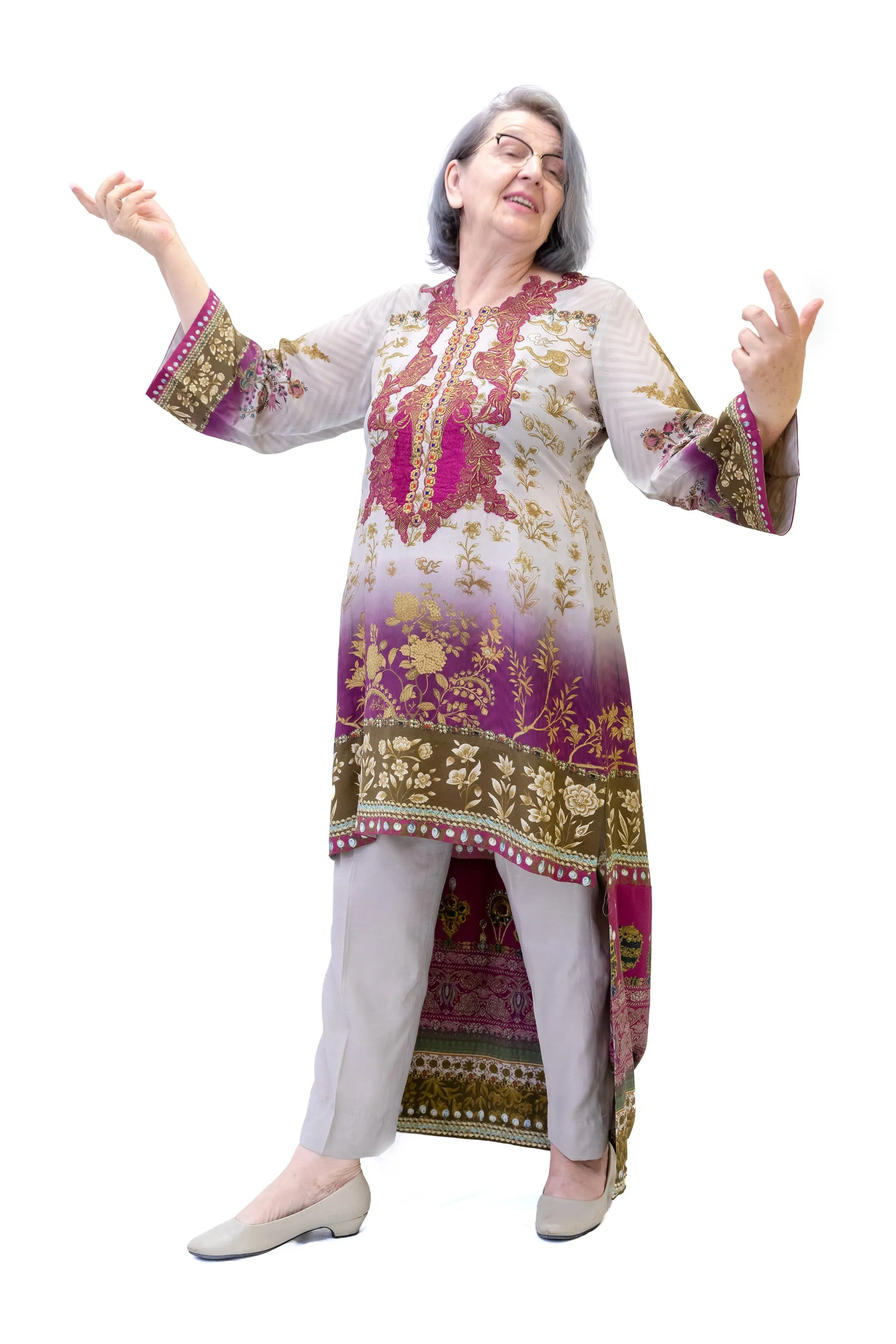 Silk Maroon & Beige Salwar Kameez - Suit - Sana Safinaz