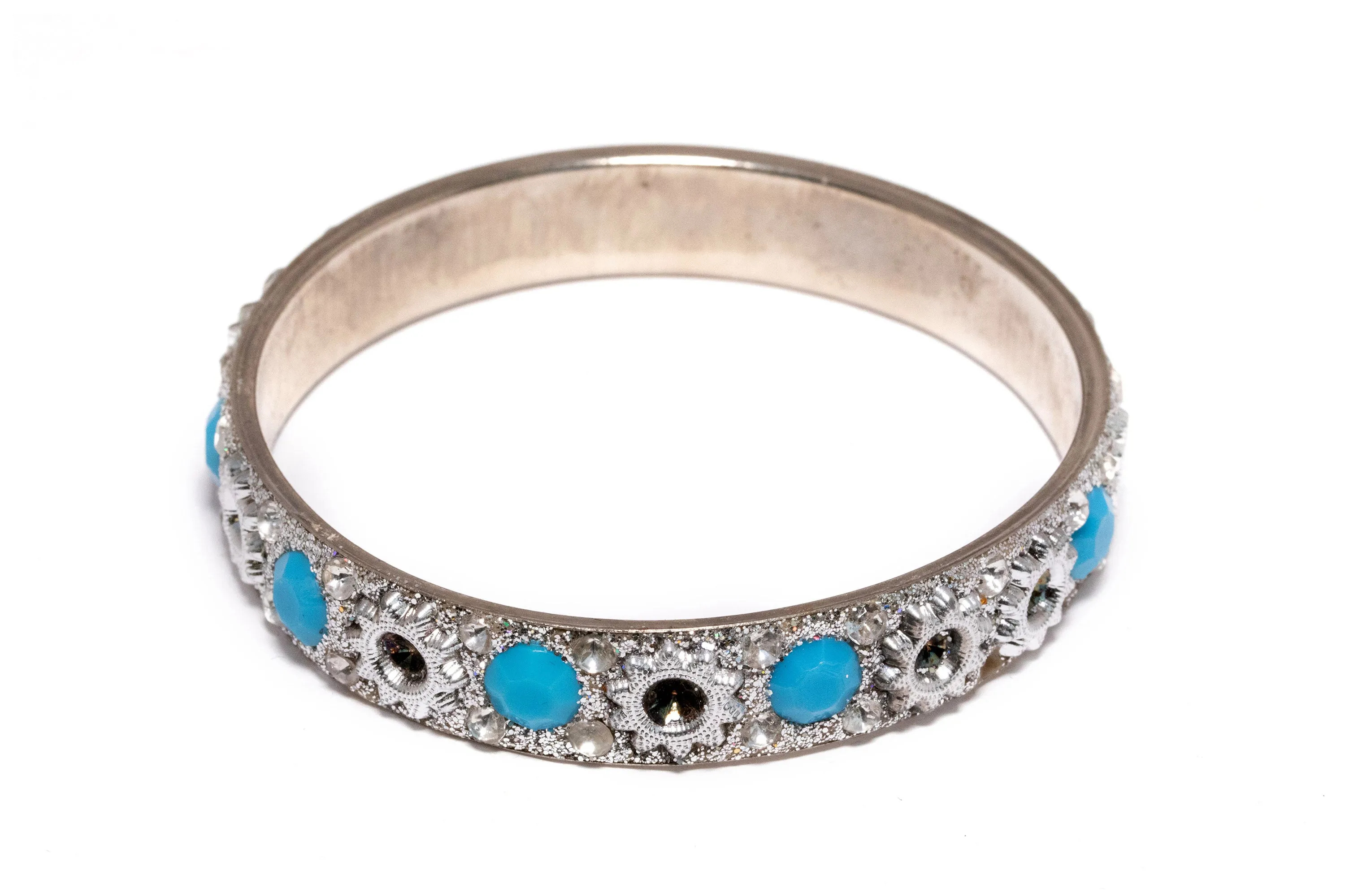 Silver Bangle with Blue Stones - Bracelet