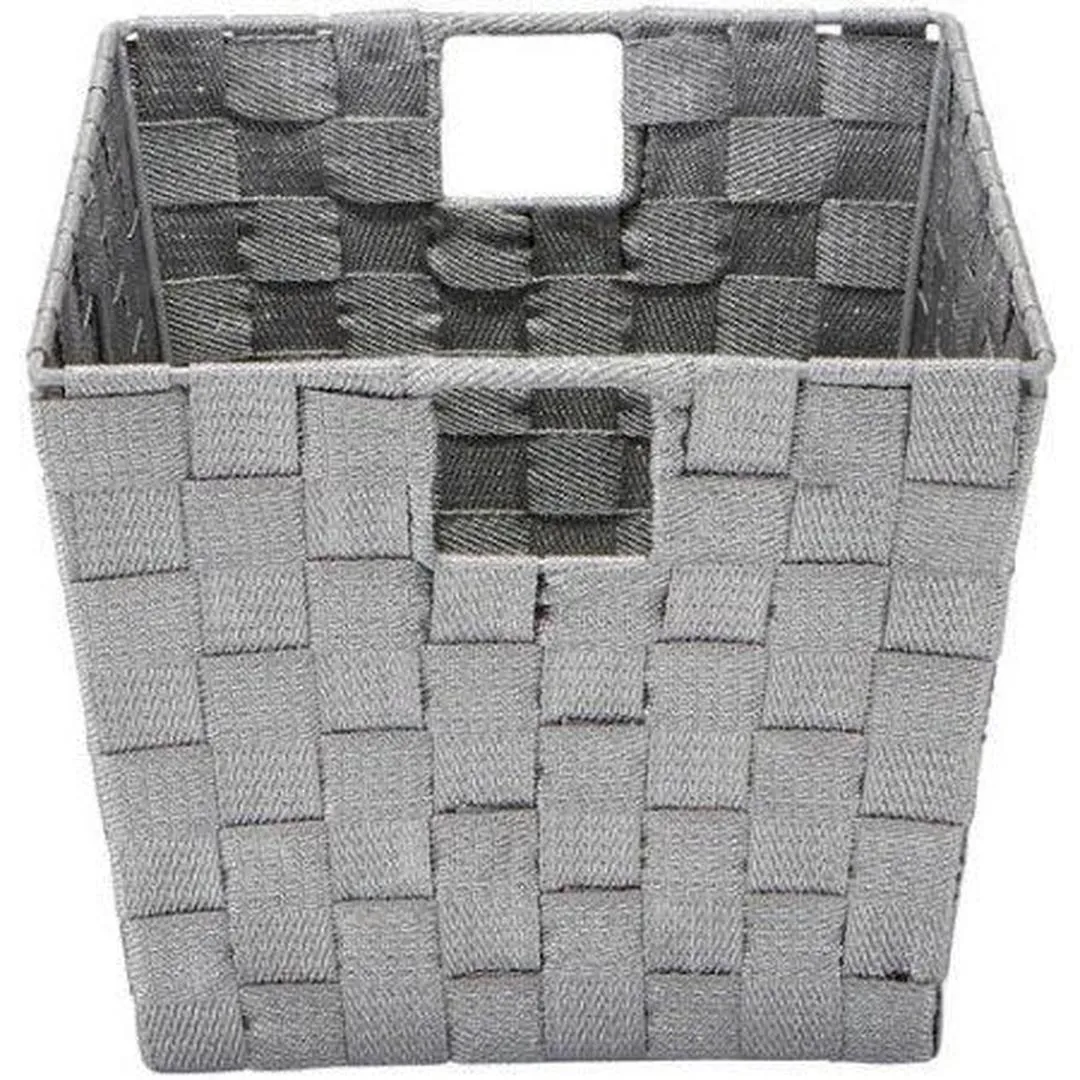 Simplify Medium Lurex Striped Woven Storage Bin