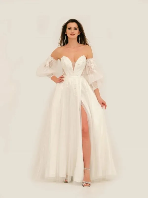 Size 12 Dave & Johnny 11341 Ivory Detachable Sleeves