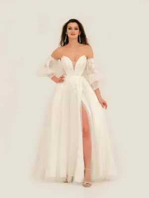 Size 12 Dave & Johnny 11341 Ivory Detachable Sleeves