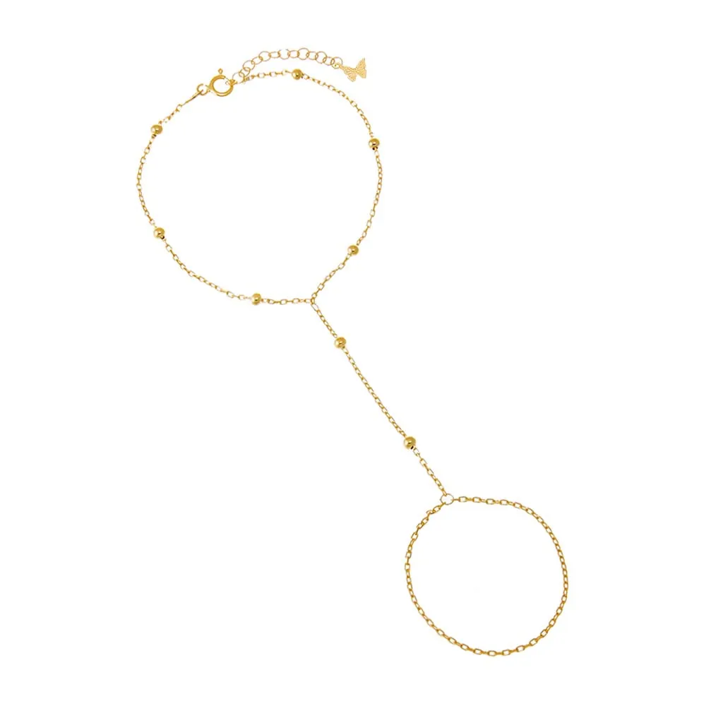 Solid Dainty Beaded Ball Hand Chain Bracelet