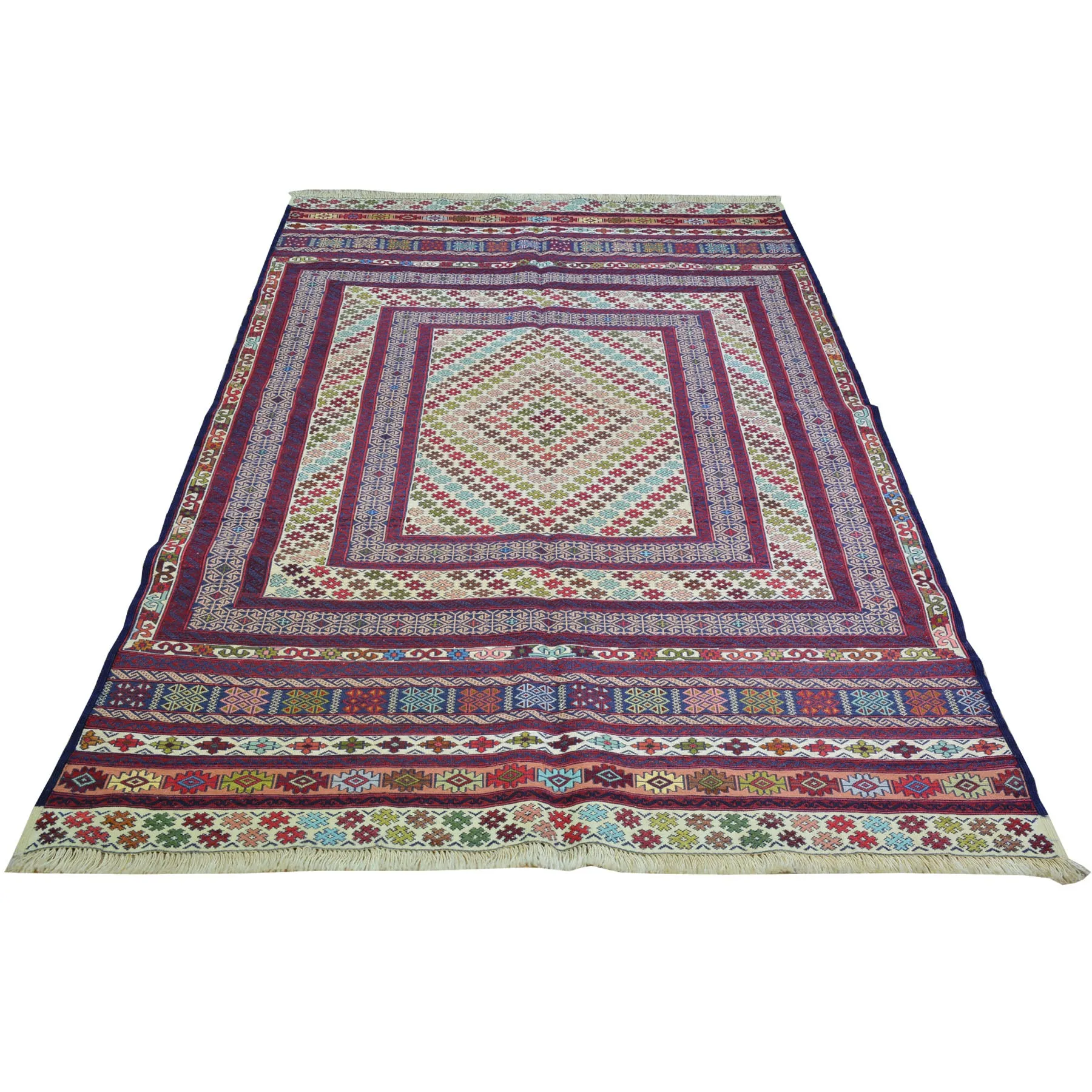 Soumak Fine Tribal Traditional Handmade Wool Afghan Rug (Size 3.11 X 6.2) Cwral-1086