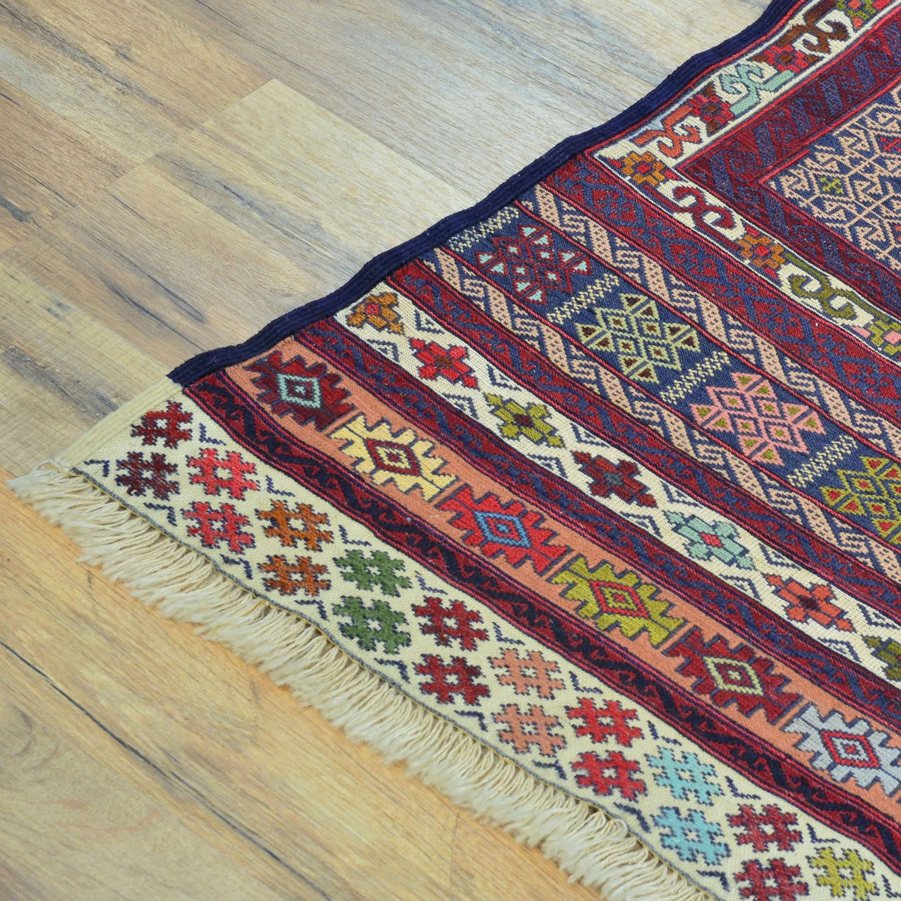 Soumak Fine Tribal Traditional Handmade Wool Afghan Rug (Size 3.11 X 6.2) Cwral-1086
