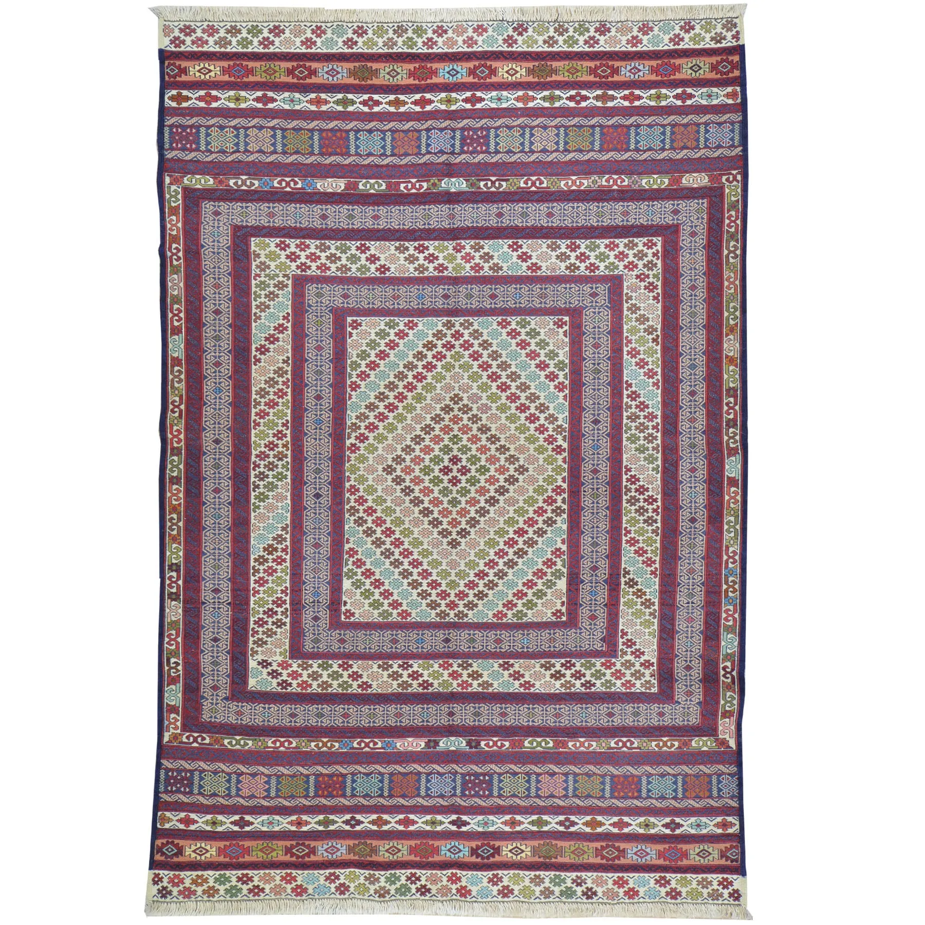 Soumak Fine Tribal Traditional Handmade Wool Afghan Rug (Size 3.11 X 6.2) Cwral-1086
