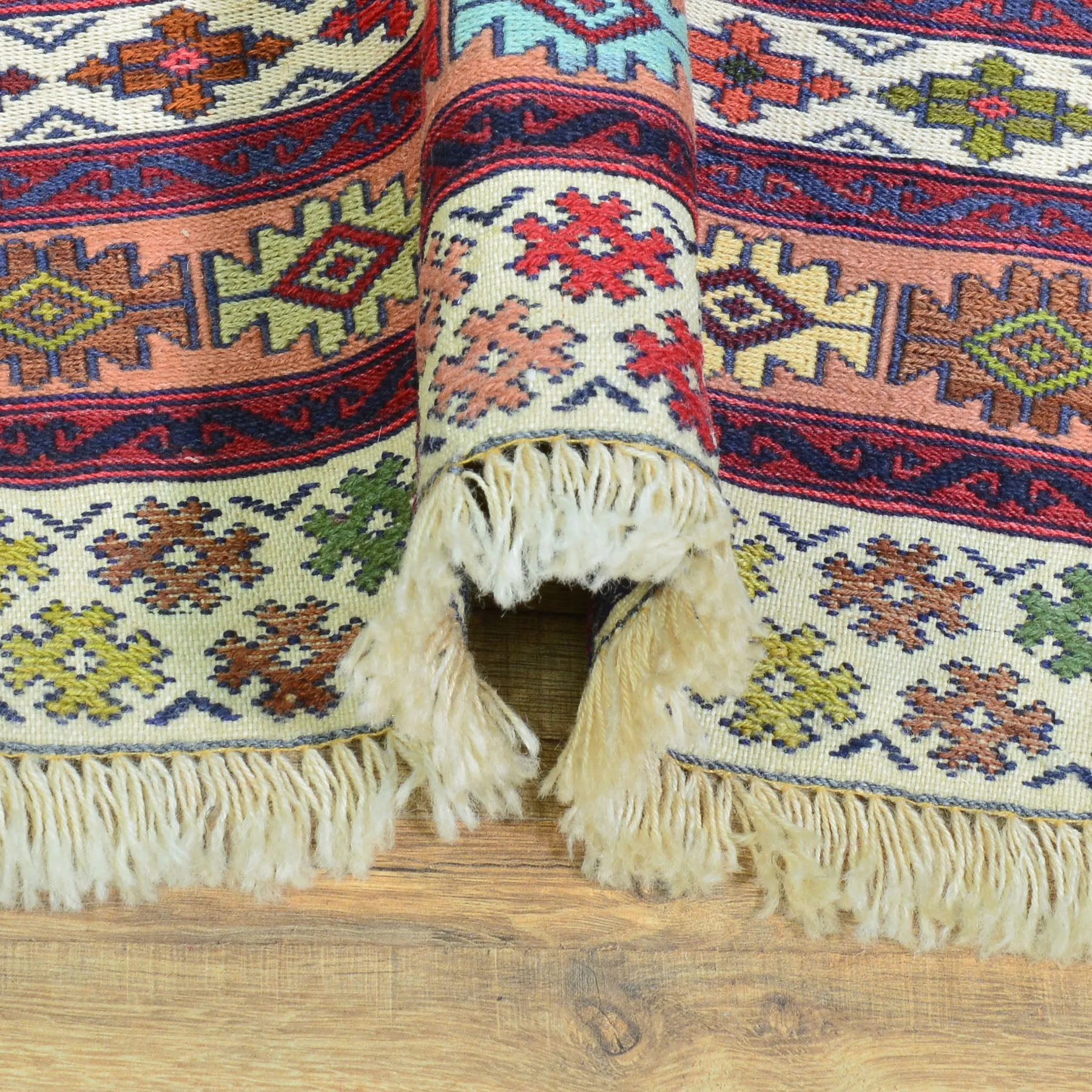 Soumak Fine Tribal Traditional Handmade Wool Afghan Rug (Size 3.11 X 6.2) Cwral-1086