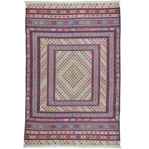 Soumak Fine Tribal Traditional Handmade Wool Afghan Rug (Size 3.11 X 6.2) Cwral-1086