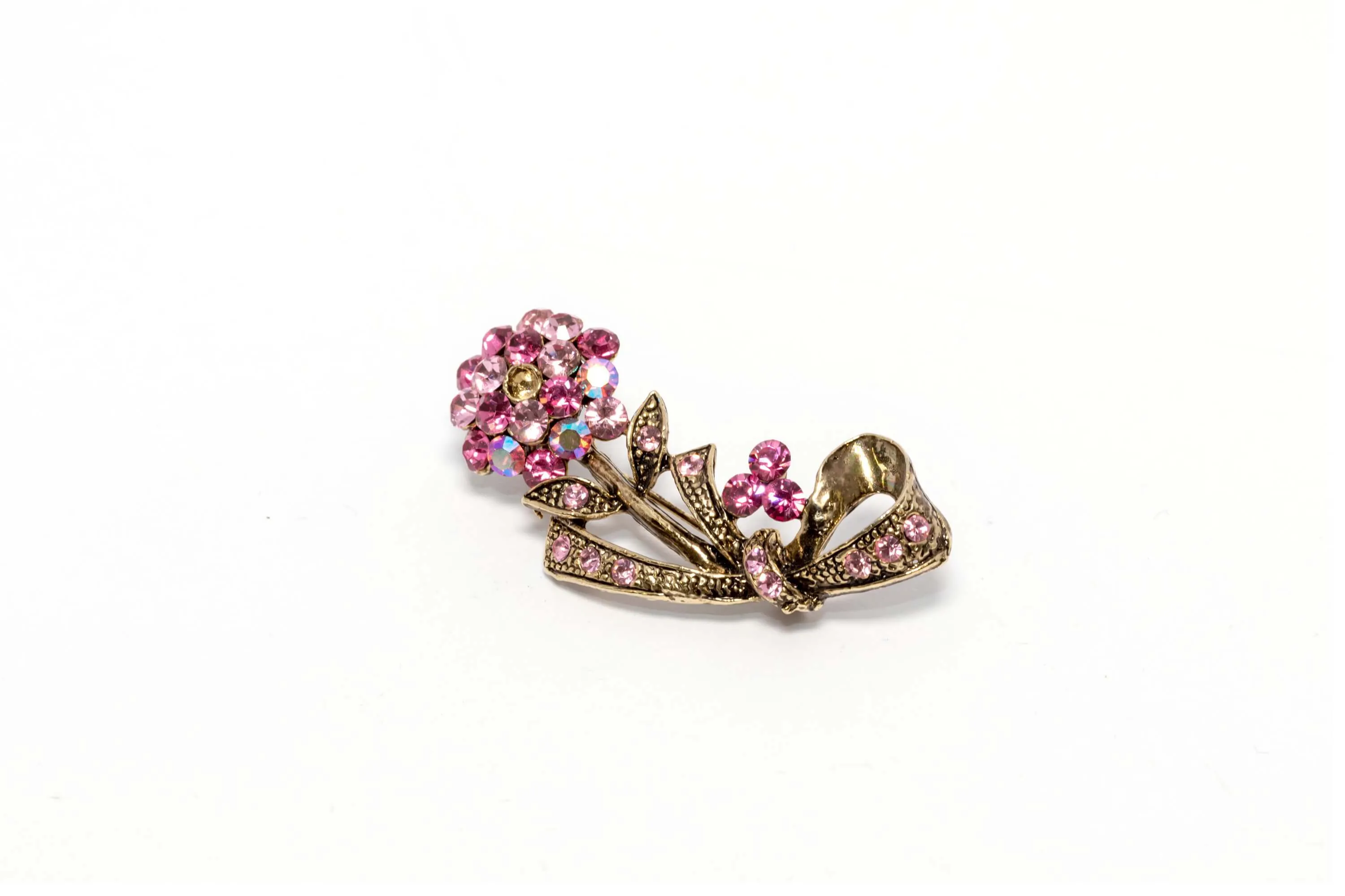 Sparkling Pink Floral Brooch Pin
