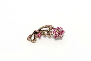Sparkling Pink Floral Brooch Pin