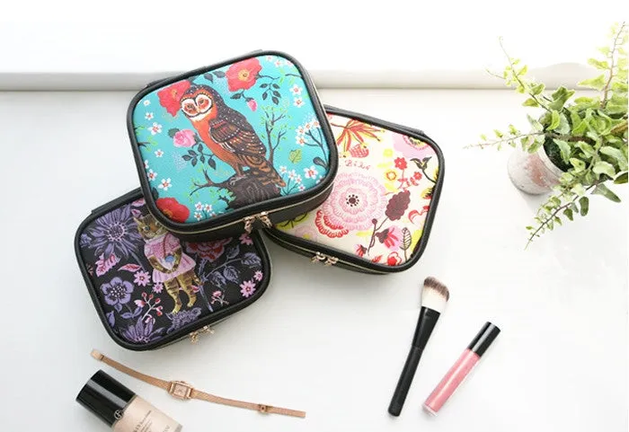 Square Cosmetic Pouch Nathalie Lete - Owl Mint