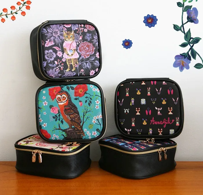Square Cosmetic Pouch Nathalie Lete - Owl Mint