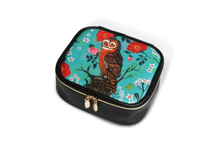 Square Cosmetic Pouch Nathalie Lete - Owl Mint