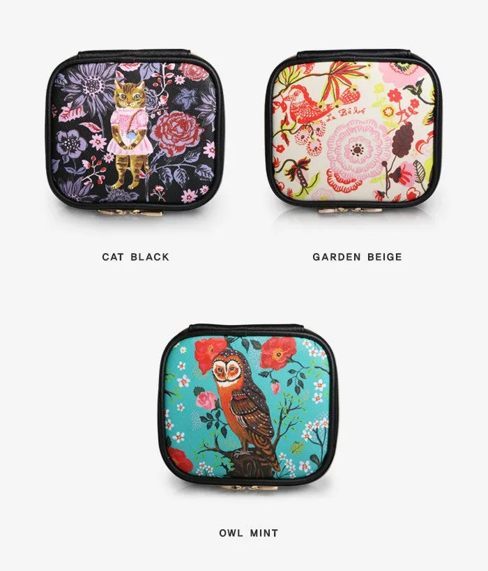 Square Cosmetic Pouch Nathalie Lete - Owl Mint