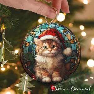 Stained Glass Christmas Ceramic Ornament