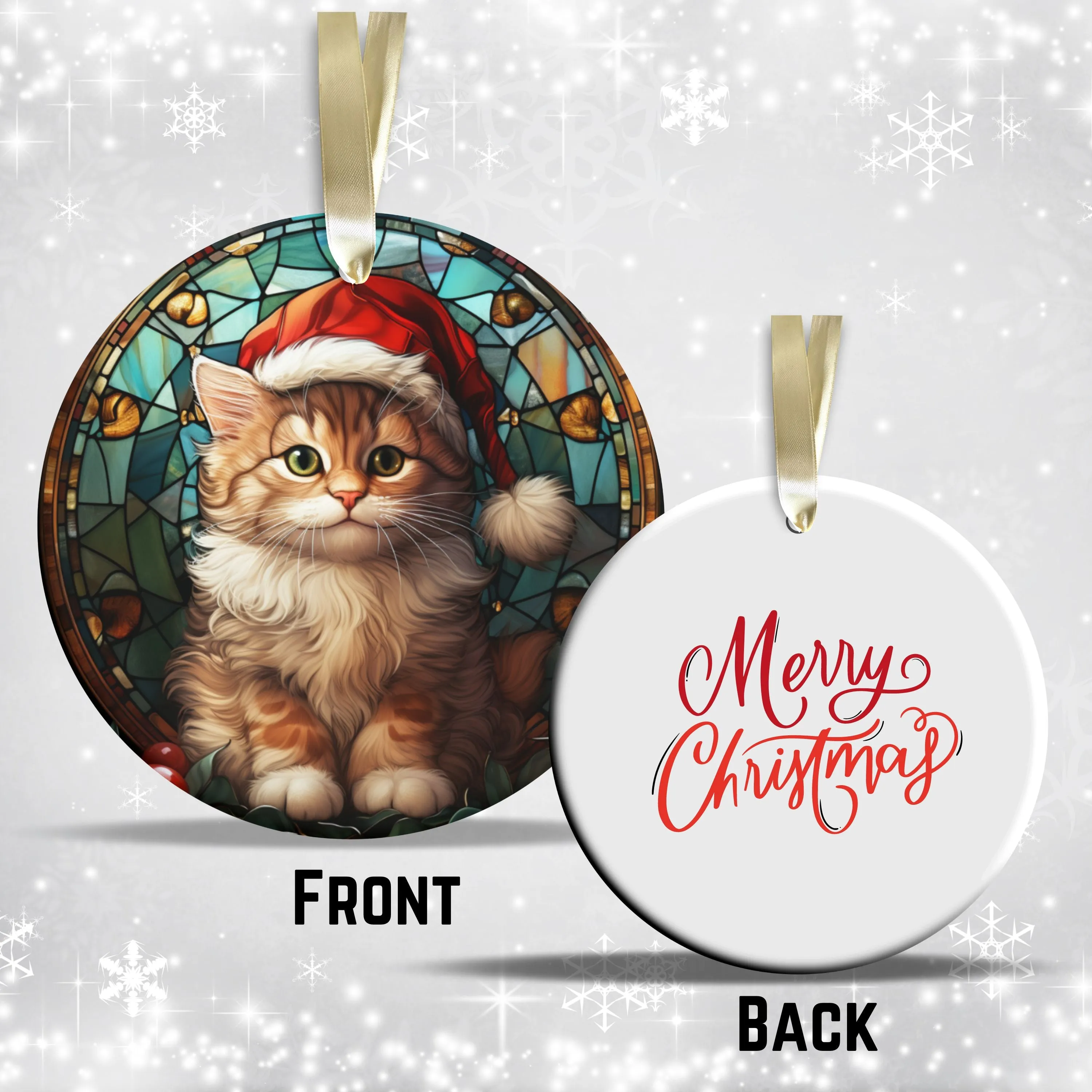 Stained Glass Christmas Ceramic Ornament