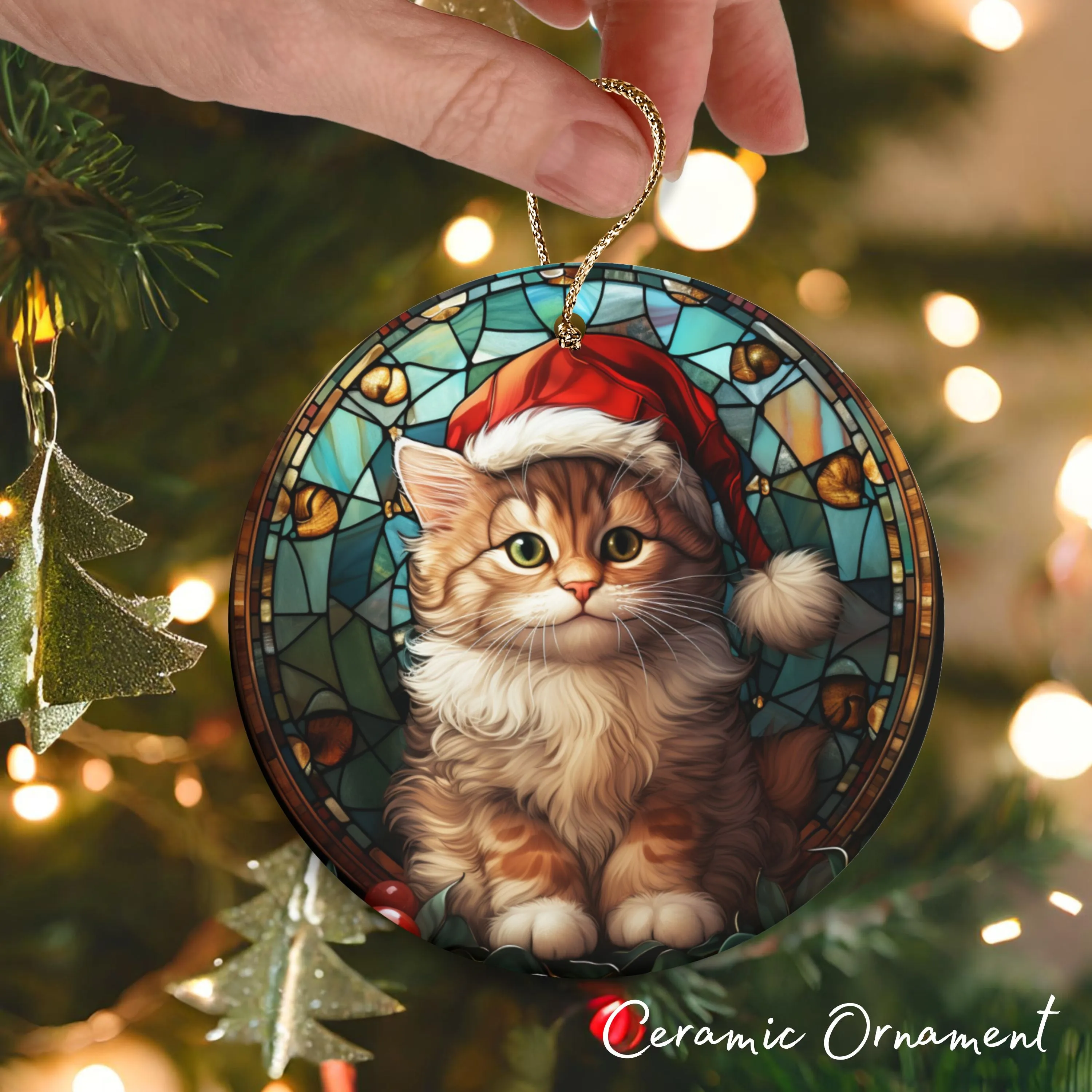 Stained Glass Christmas Ceramic Ornament