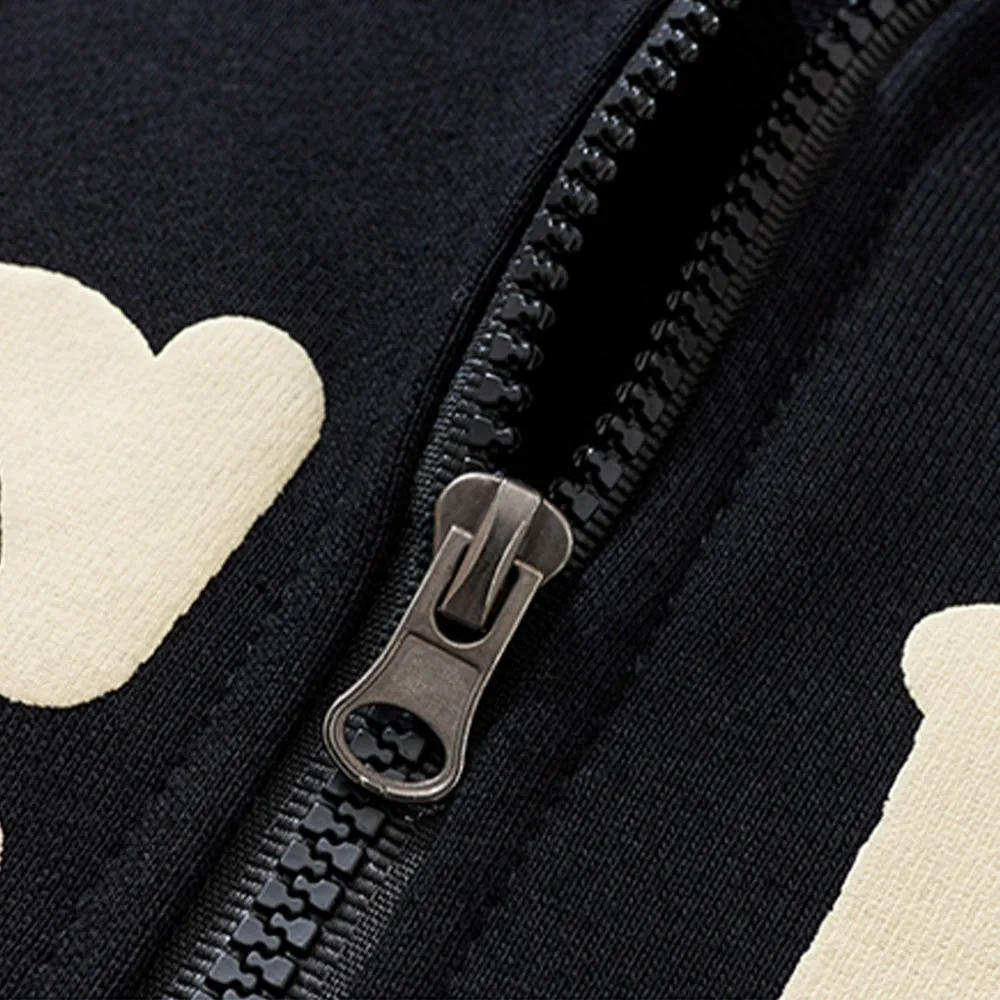 Star Foam Letter Zipper Hoodie