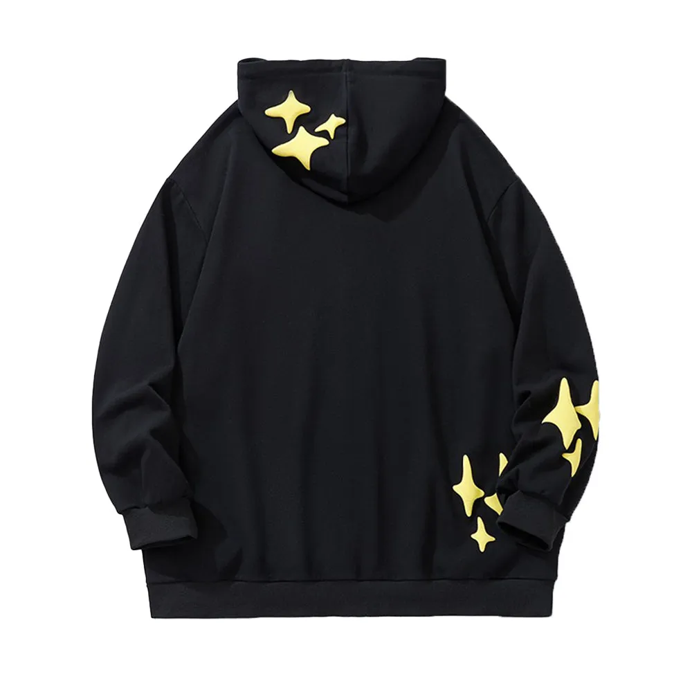 Star Foam Letter Zipper Hoodie