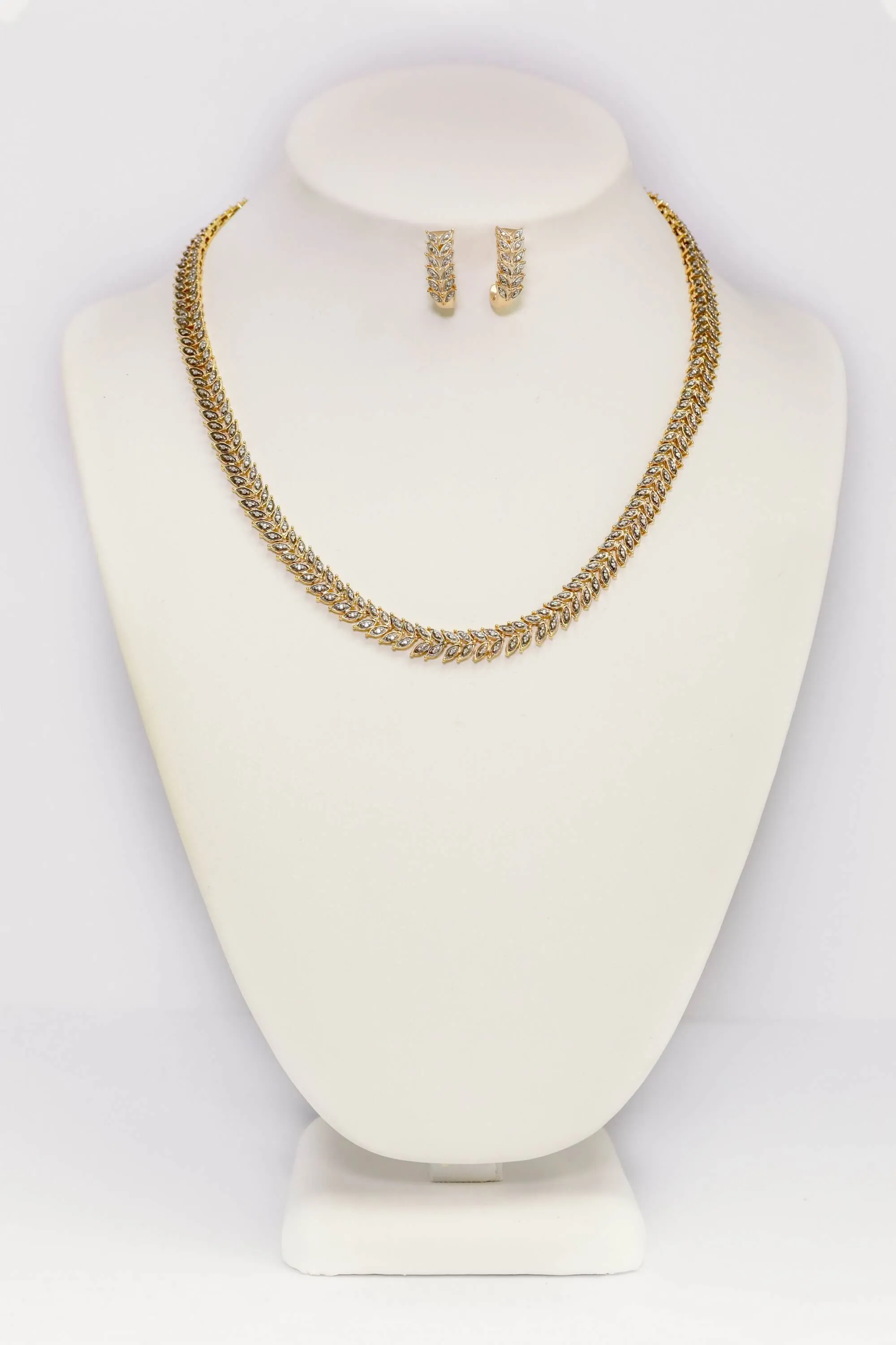 Sterling Silver Gold Necklace & Earrings Set