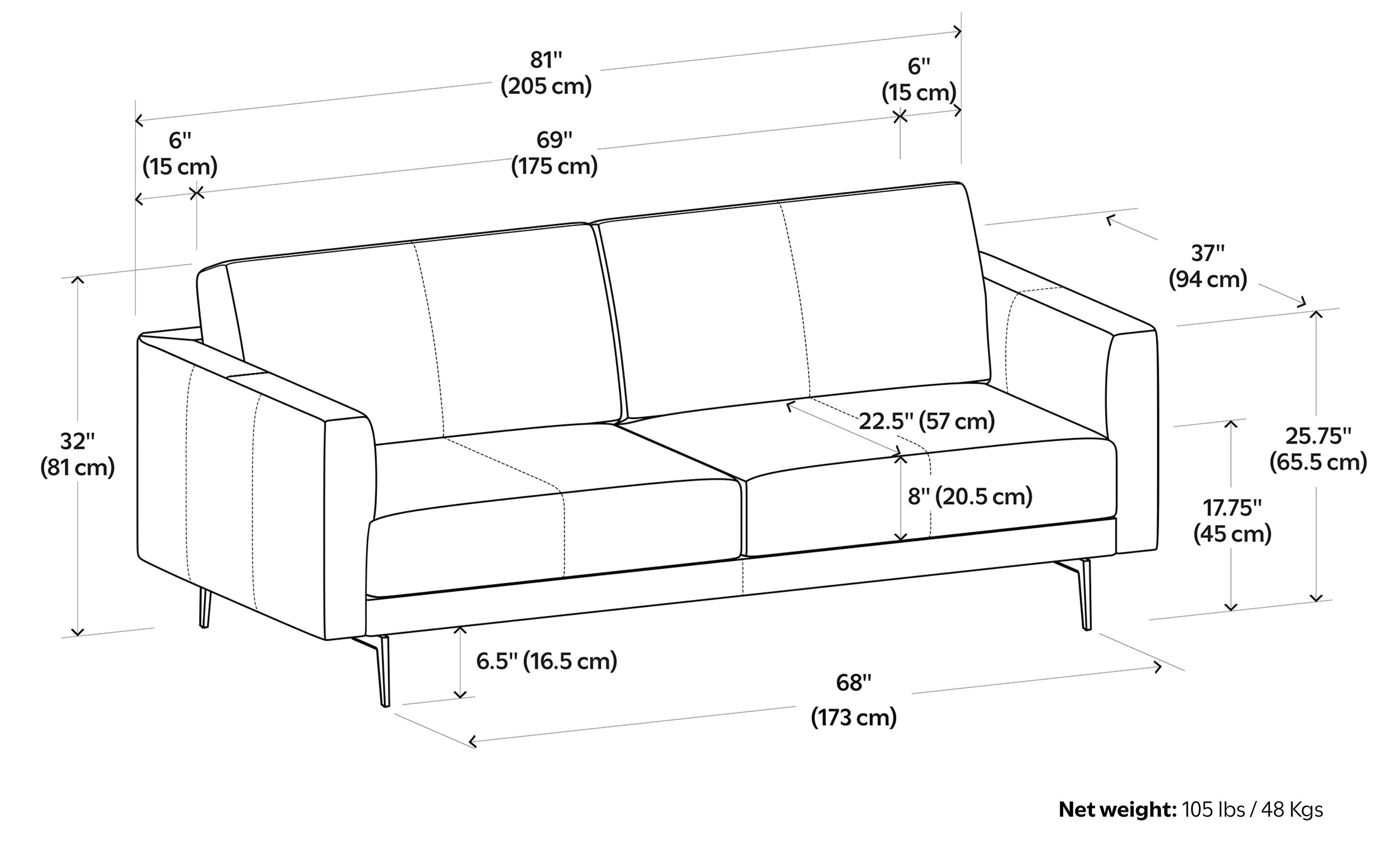 Stevens 81 inch Sofa
