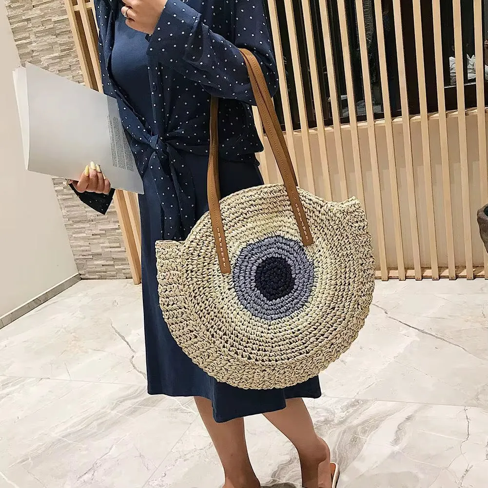 Straw Woven Shoulder Bag Women'S Large Capacity Weaving Tote Bag