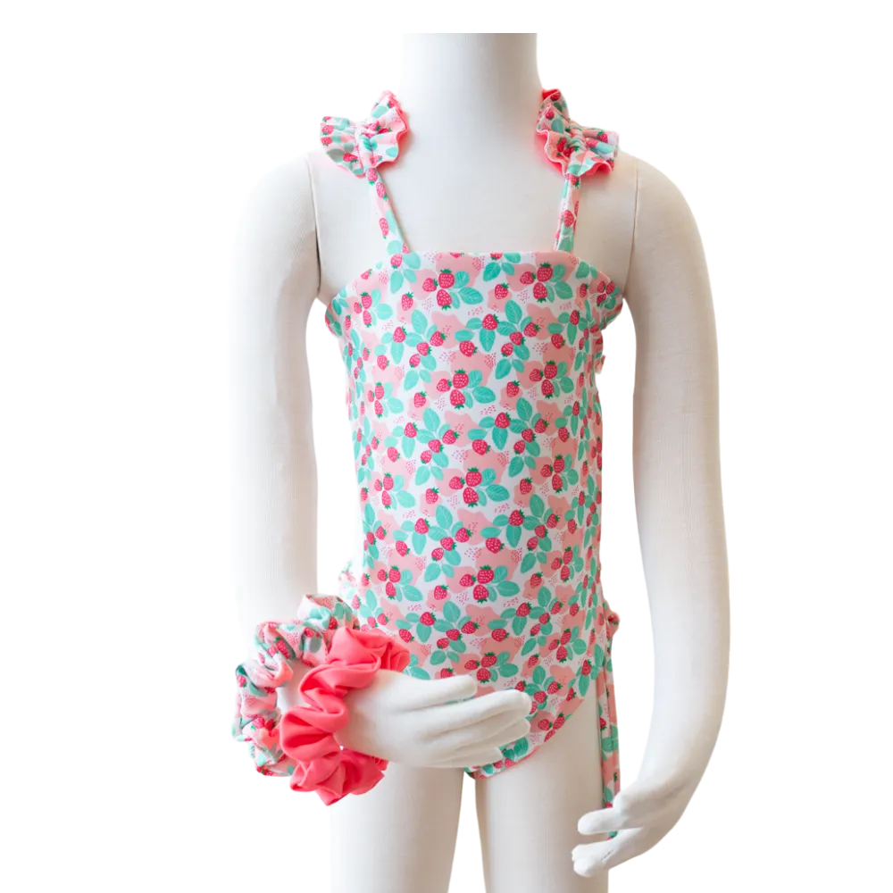 Strawberry Shortcake/ Guava Butterfly Toddler One Piece   Scrunchies