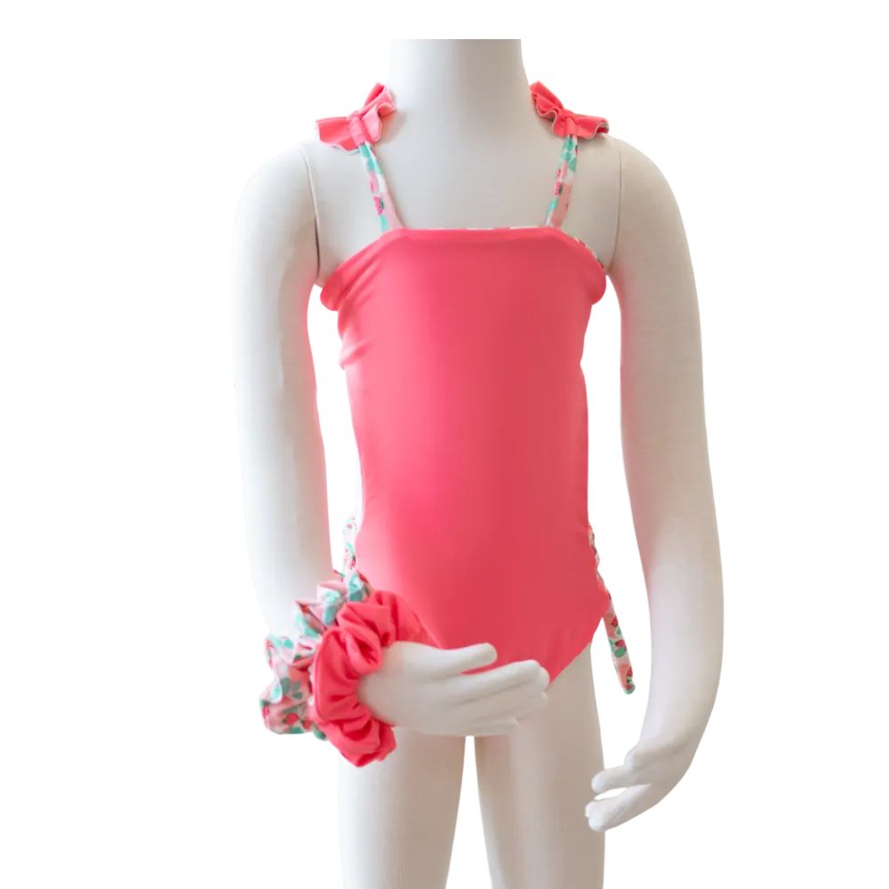 Strawberry Shortcake/ Guava Butterfly Toddler One Piece   Scrunchies