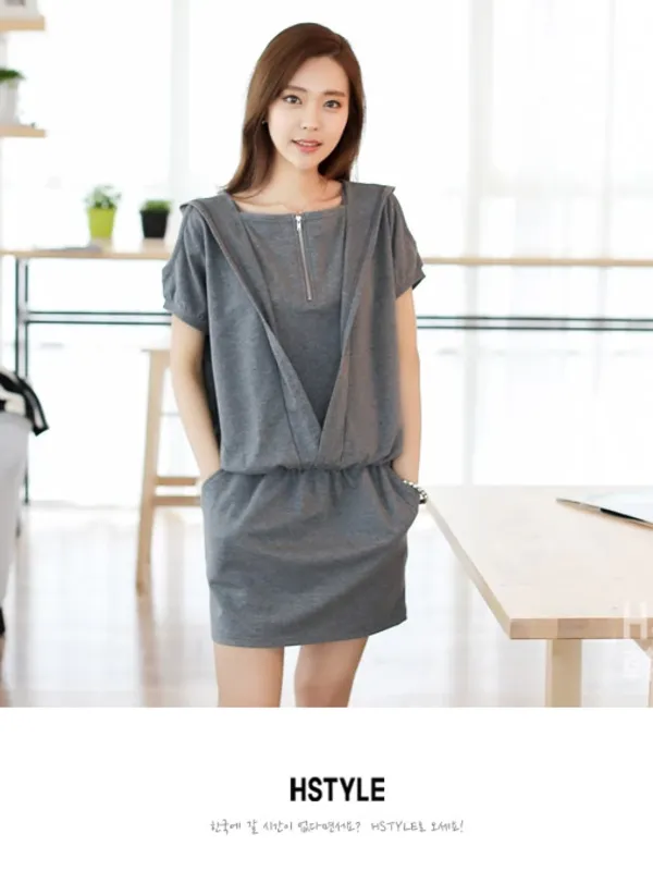 stree style hooded zipper dress