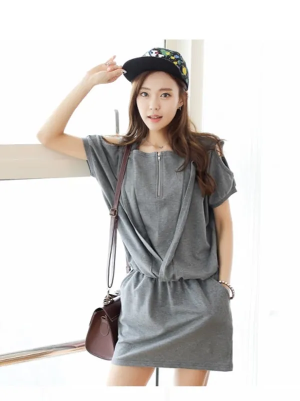 stree style hooded zipper dress