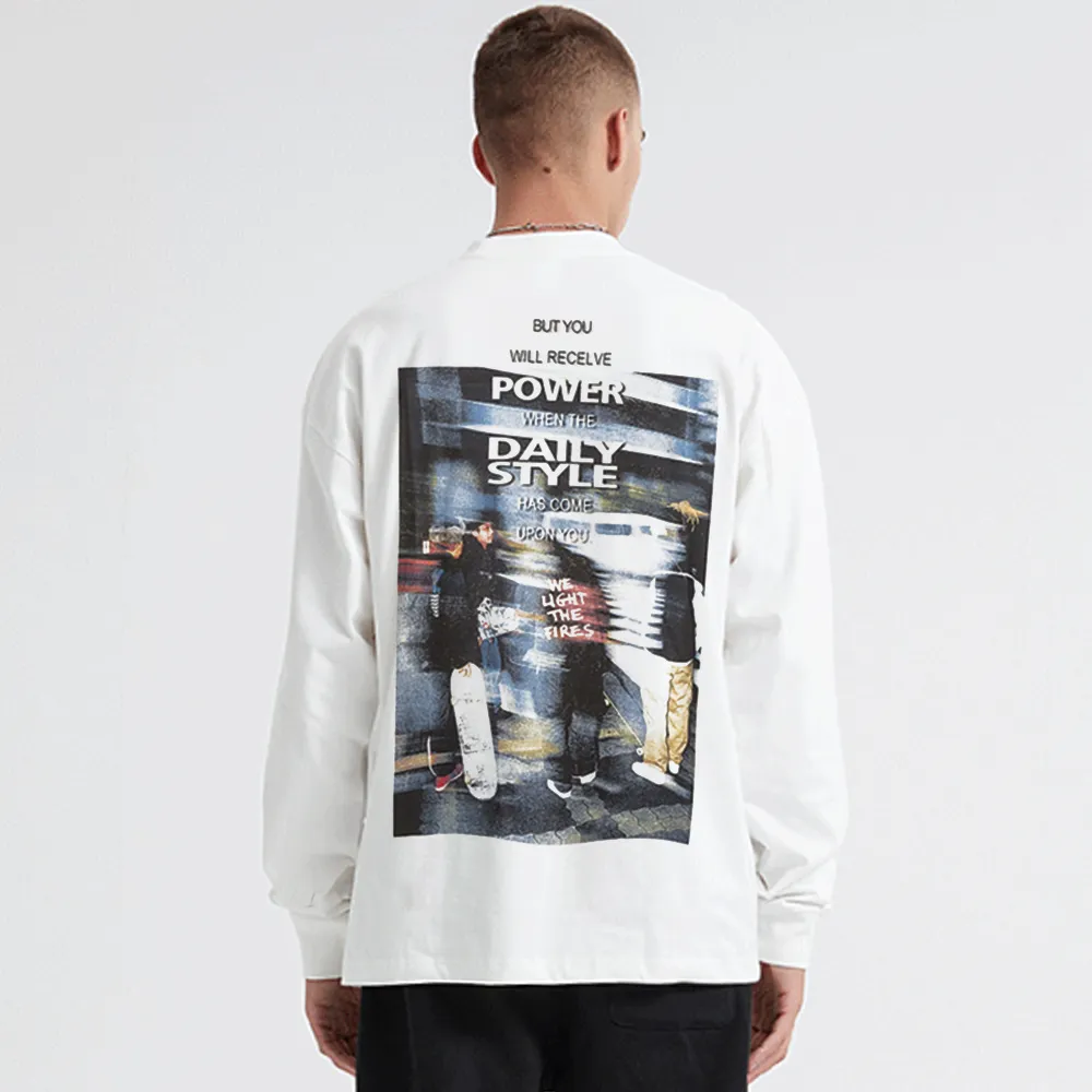 Street Skateboarding Boy Silhouette Long-Sleeve Shirt