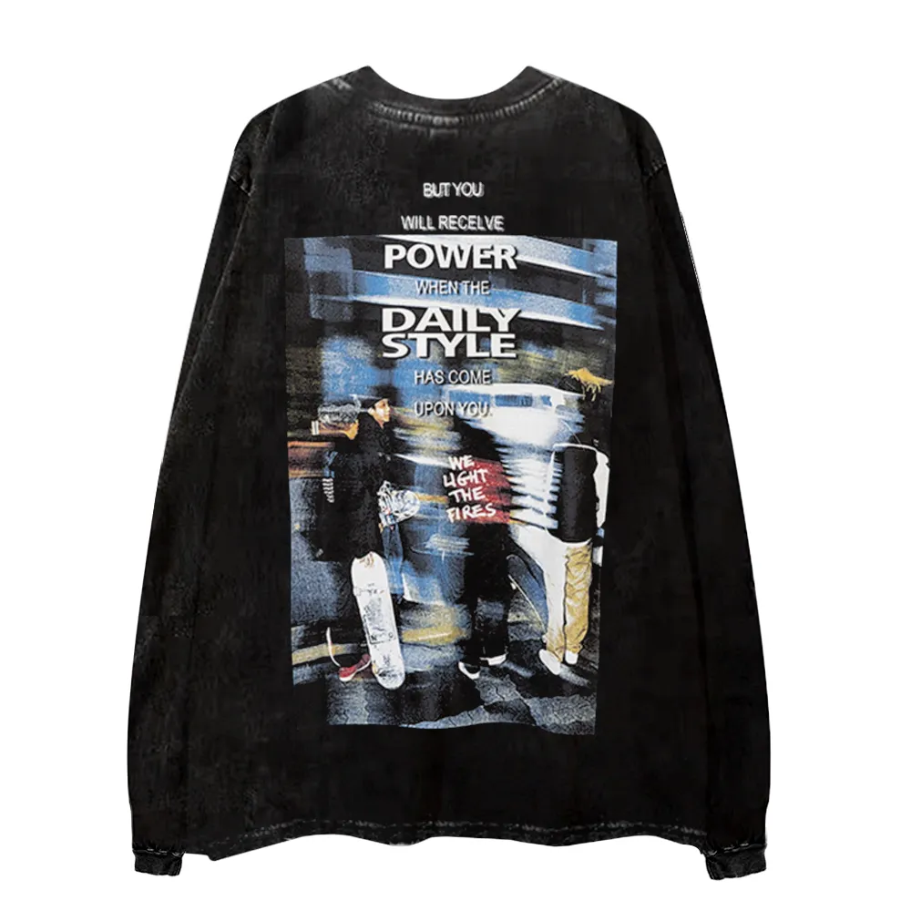 Street Skateboarding Boy Silhouette Long-Sleeve Shirt