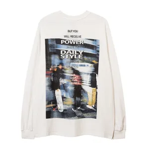 Street Skateboarding Boy Silhouette Long-Sleeve Shirt